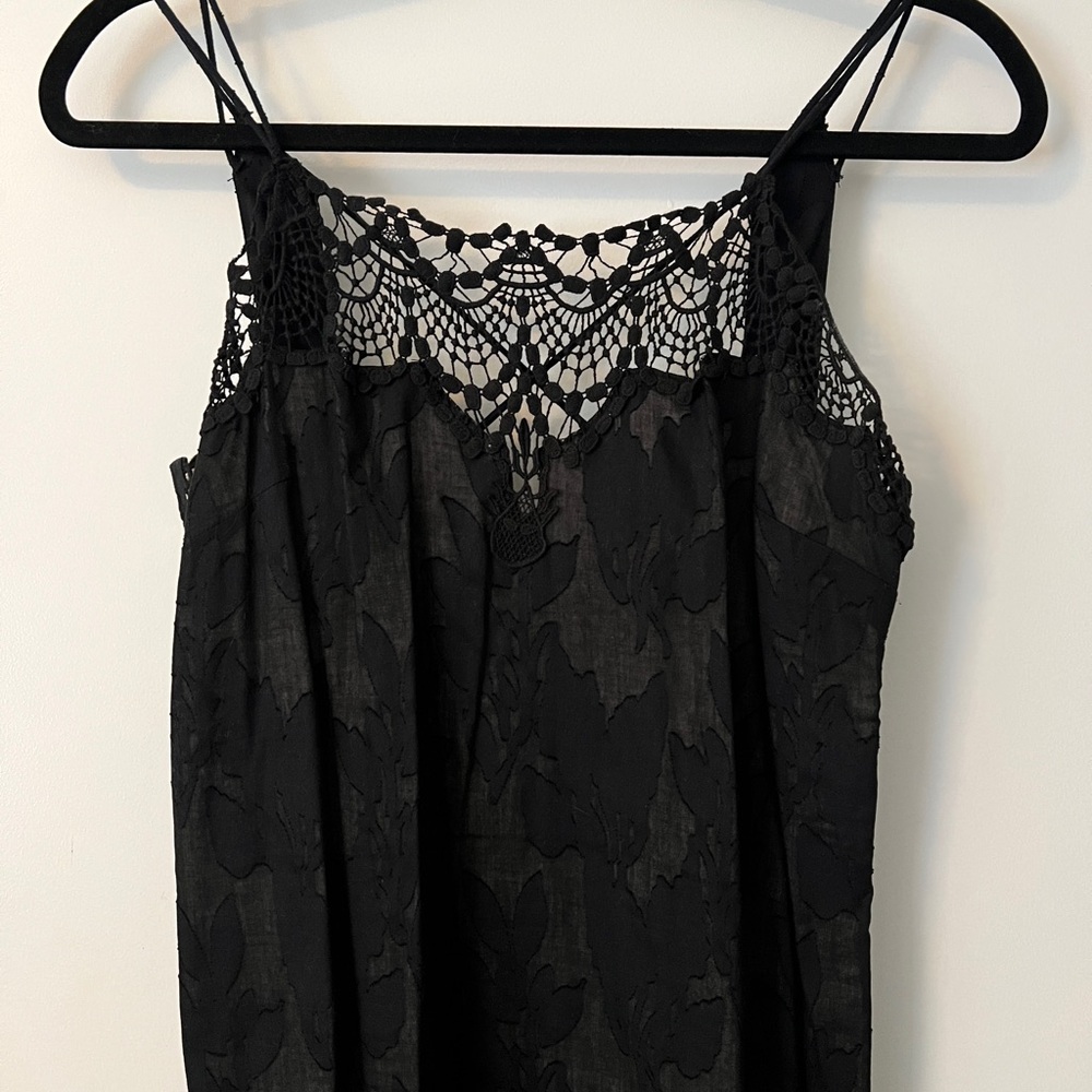 Vintage Free People Black Floral Midi Dress